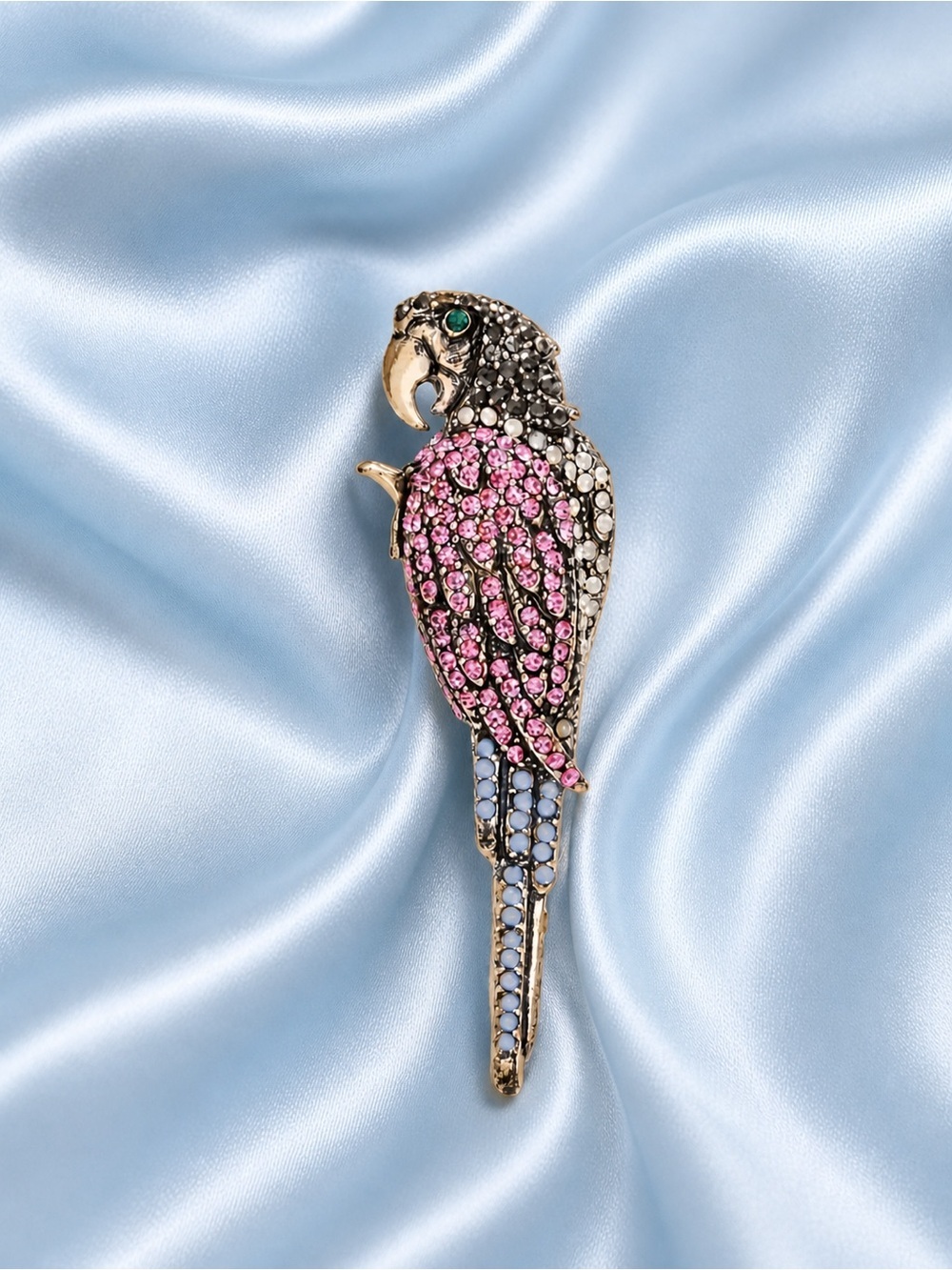 Vintage Style Parrot Crystal Bird Glam Brooch